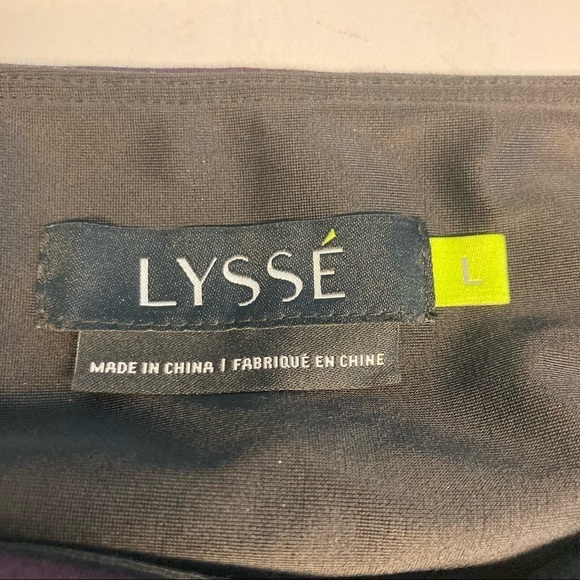 LYSSE Sz  L High Rise Purple Black Hip Accent Compression Partly Lined Leggings - Picture 4 of 7